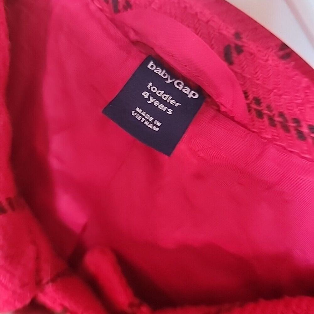 Baby Gap Red Windowpane Plaid Wool Blend Swing Coat Cape Toddler Size 4 Years - Picture 4 of 10